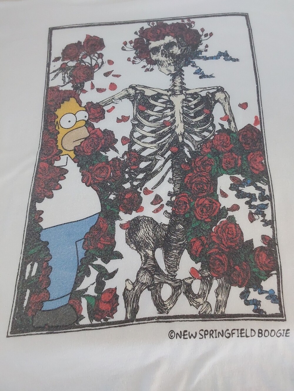 New Springfield Boogie - Homer Simpson / Floral Skeleton Border Graphic Tee